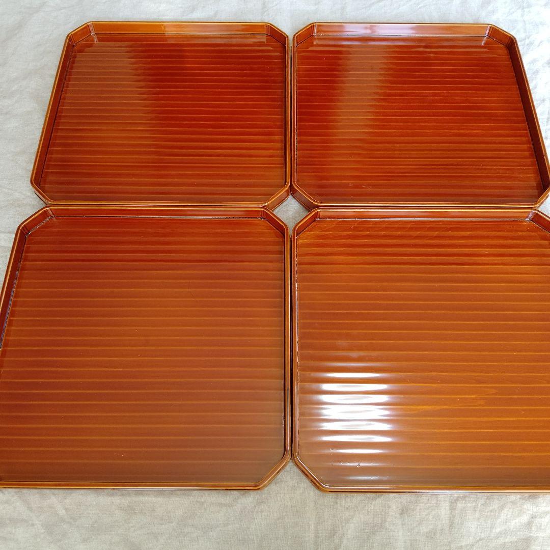 飛騨春慶　懐石膳　四角盆　4枚