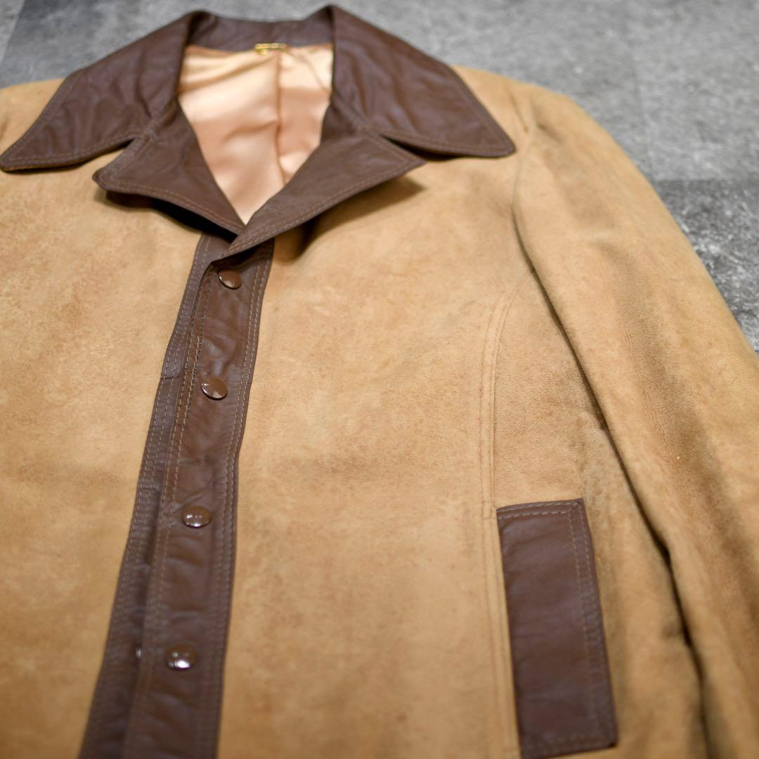 古着 70's ヌバックレザー レザージャケット ベージュ ジャケット デザイン