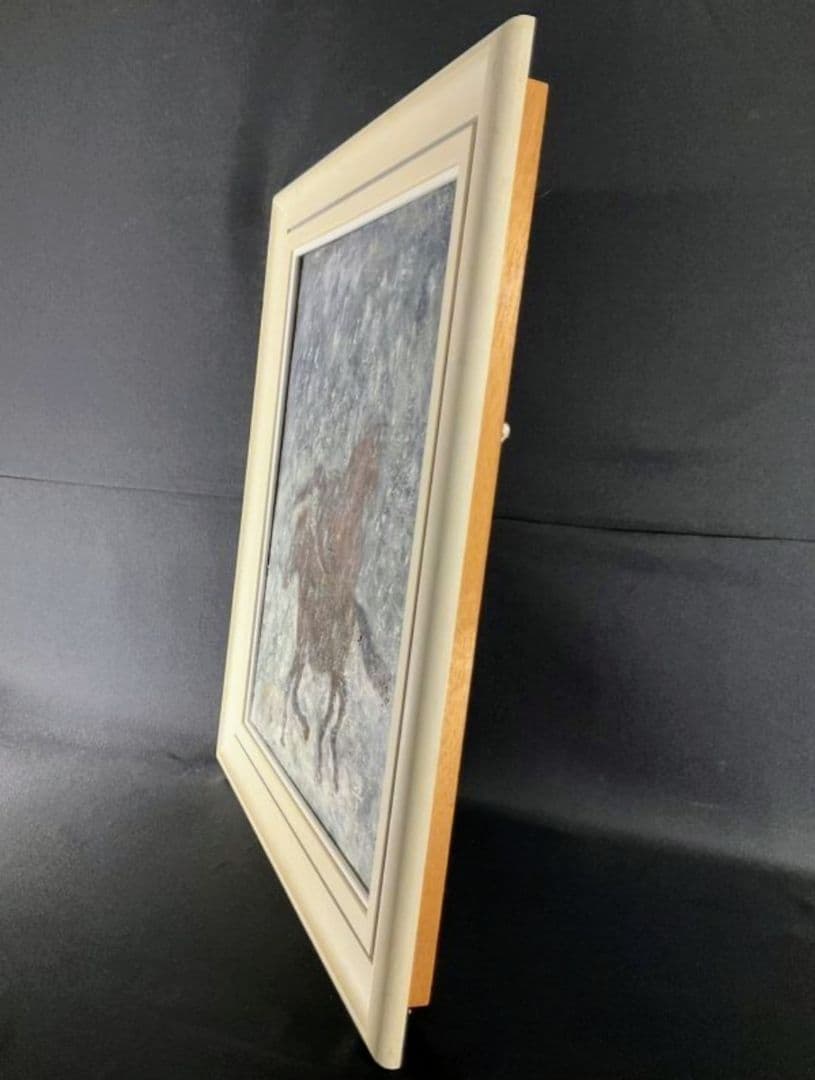 2026年の干支「午」双駒 油彩 サイン準『雪中馬』F10 逸品 額付