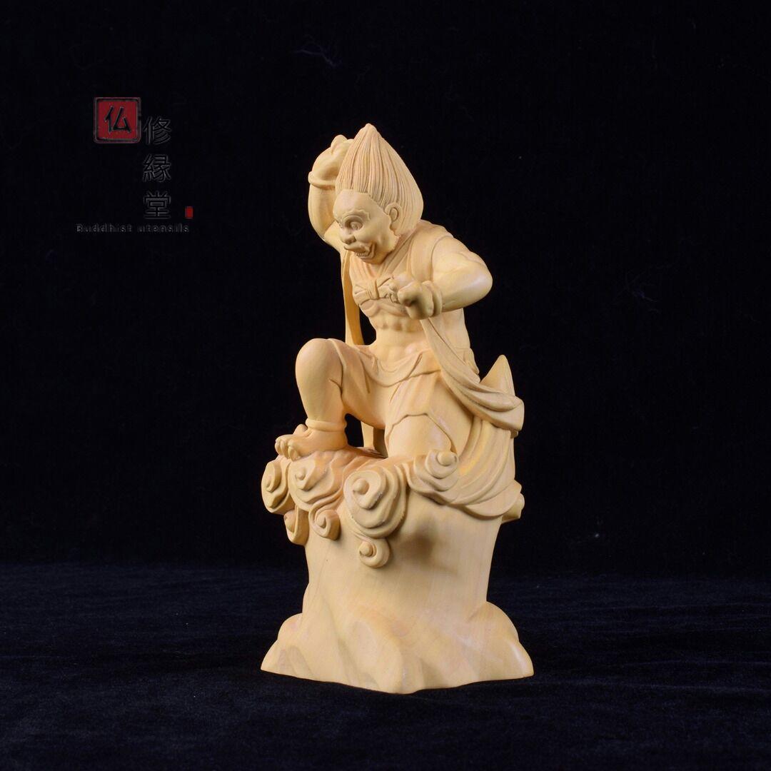 【修縁堂】高品質 木彫仏像 火神立像 彫刻 仏教工芸 柘植材 仏師で仕上げ