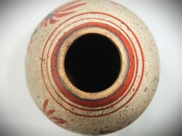 花柄陶器壺 古清水焼 茶入れ壺 染付 京焼 清水焼 時代物 骨董