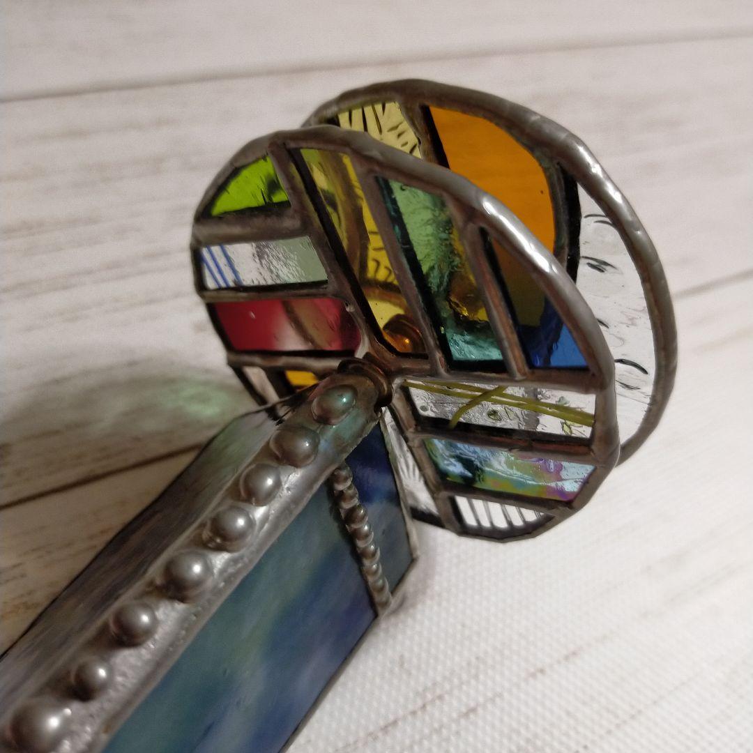 ステンドグラス万華鏡　ホイールスコープ　アンティーク　カレイドスコープ