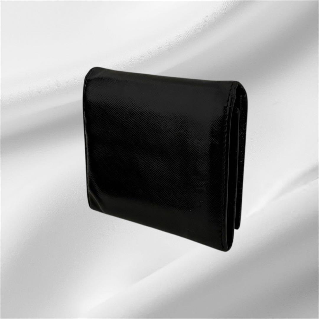 極美品✨ PRADA プラダ 三つ折り財布 オールレザー ブラック 三角ロゴ