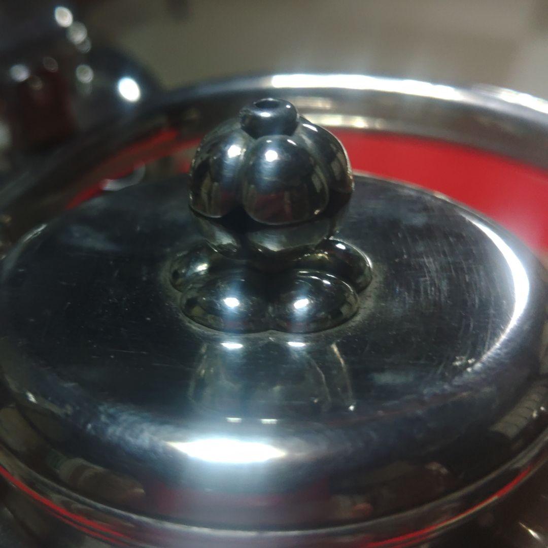 茶道具　中川浄益　南鐐昔形酒次　松毬堂葉毛彫　純銀　遺品整理-sim1