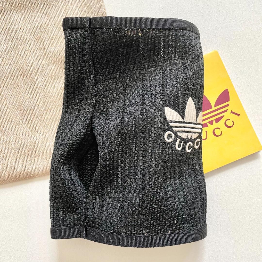 グッチ アディダス コラボ グローブ 手袋 指なし ニット ロゴ 黒 ブラック