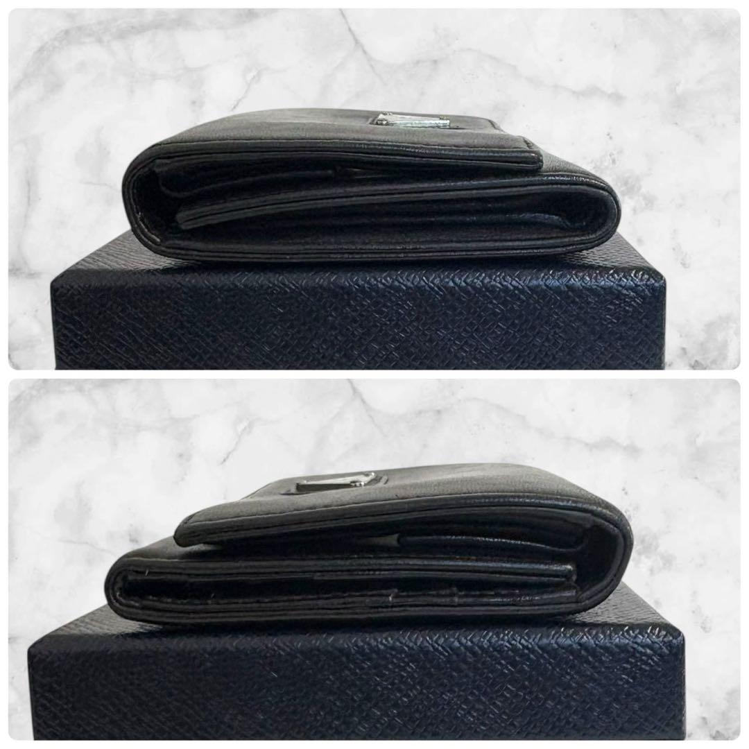 極美品✨ PRADA プラダ 三つ折り財布 オールレザー ブラック 黒