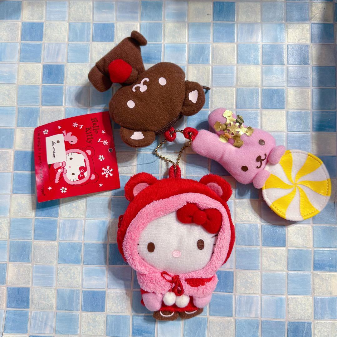サンリオ　ハローキティ　レッドクマフード付き　ミラー付き　ポーチセット　激レア