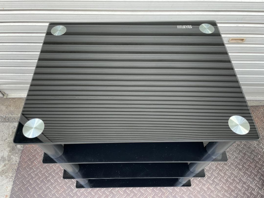 ★状態〇★ オーディオラック FITUEYES 強化ガラス 棚板 キャスター付き