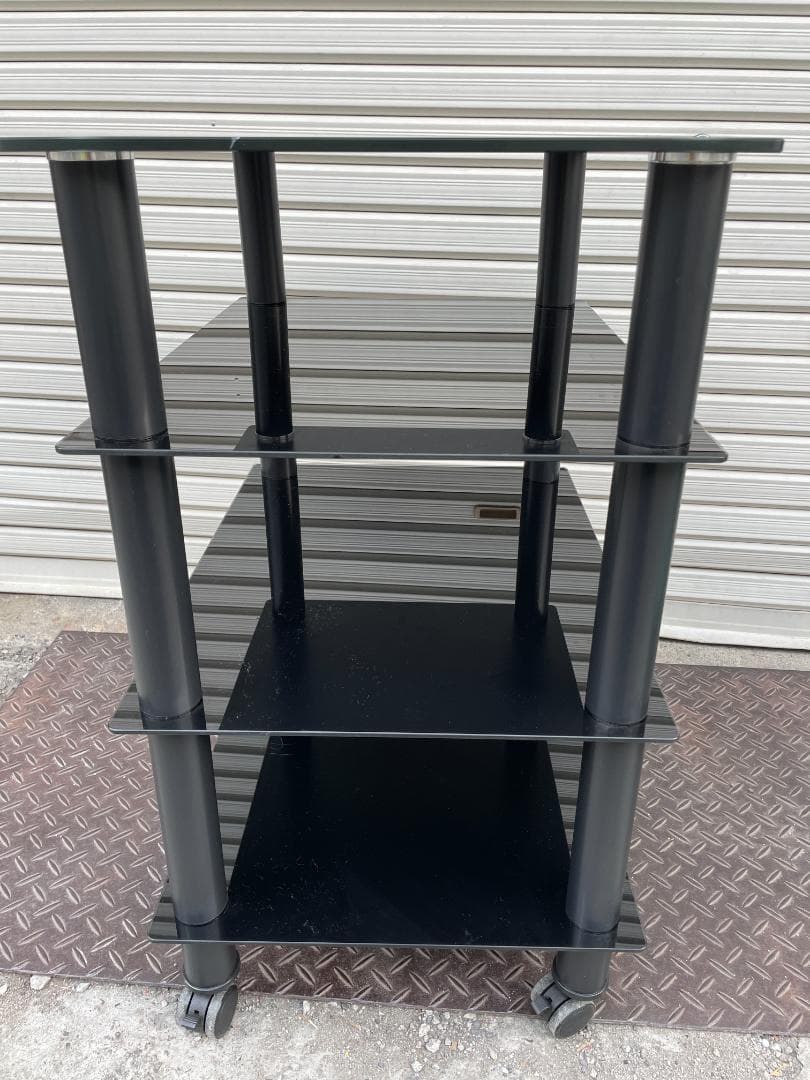 ★状態〇★ オーディオラック FITUEYES 強化ガラス 棚板 キャスター付き