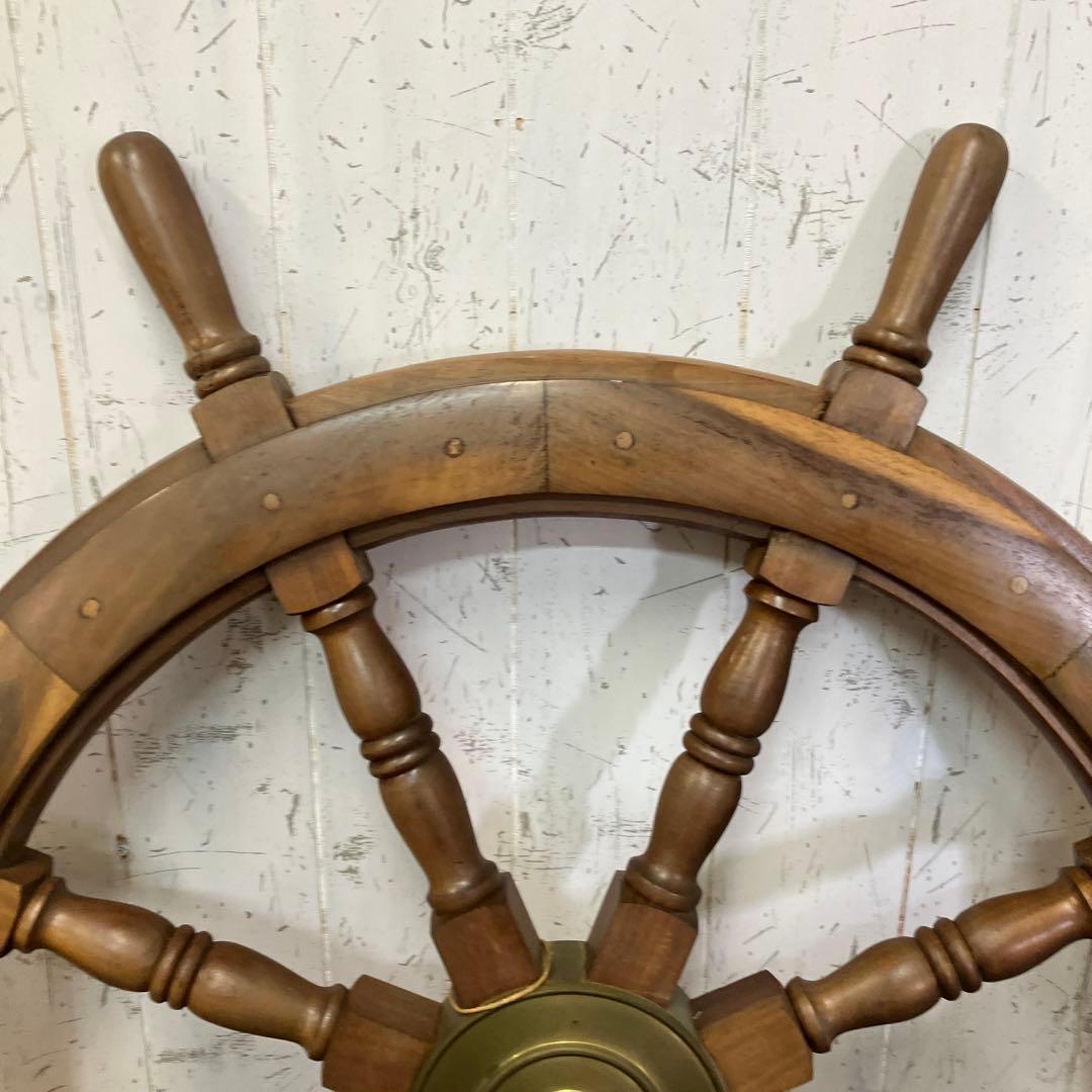 A-壁 木製 船の舵輪 8本ハンドル マリンインテリア 操舵輪 ラット ハンドル