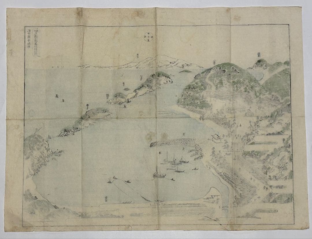 「紀伊国海部郡 加太浦淡島神社図」彩色木版刷り 1枚|古地図 和本和歌山県 神道