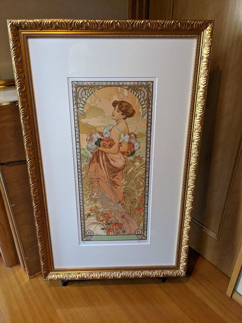 アルフォンヌ・ミュシャ「夏」リトグラフ美品です。