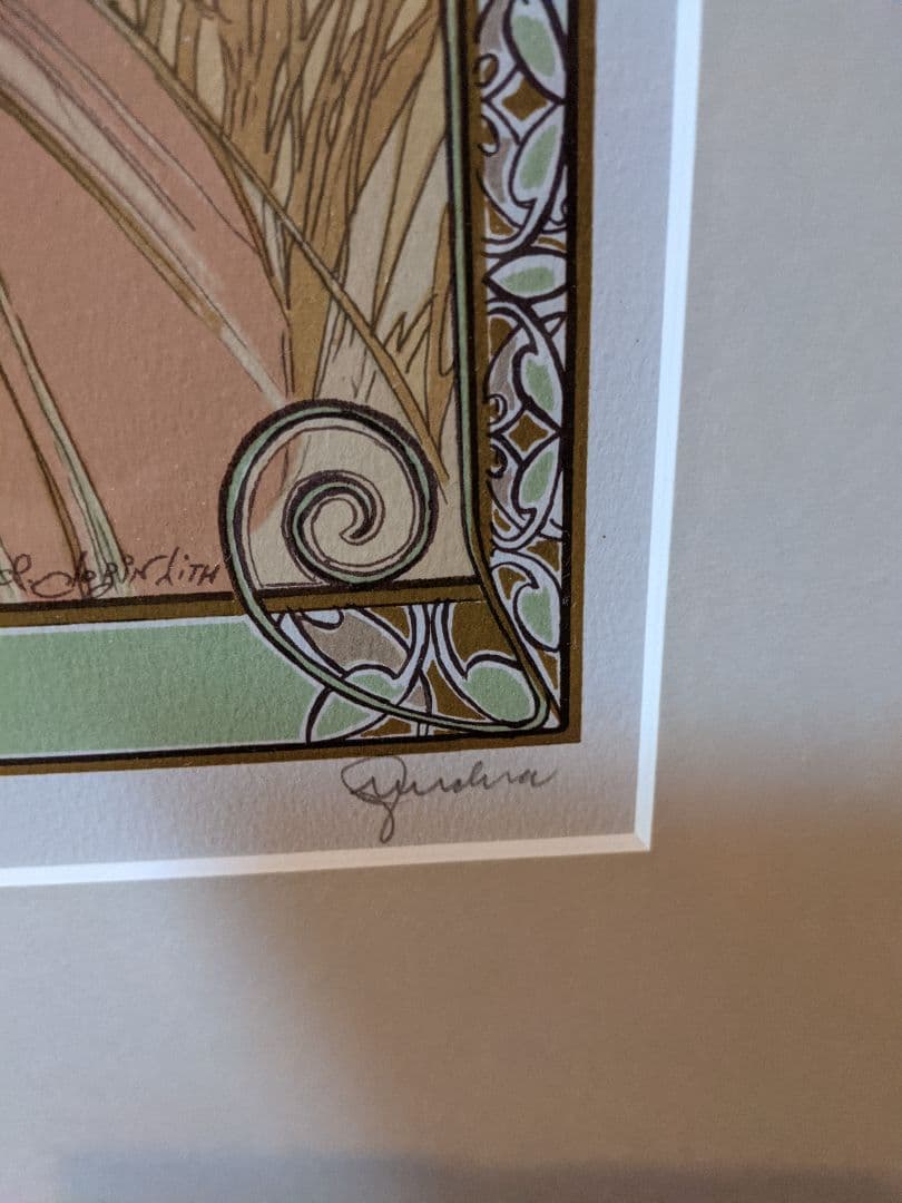 アルフォンヌ・ミュシャ「夏」リトグラフ美品です。