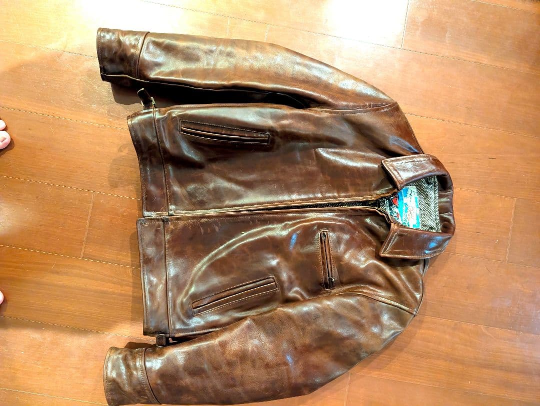 エアロレザー　ブラウン シングルライダースジャケット