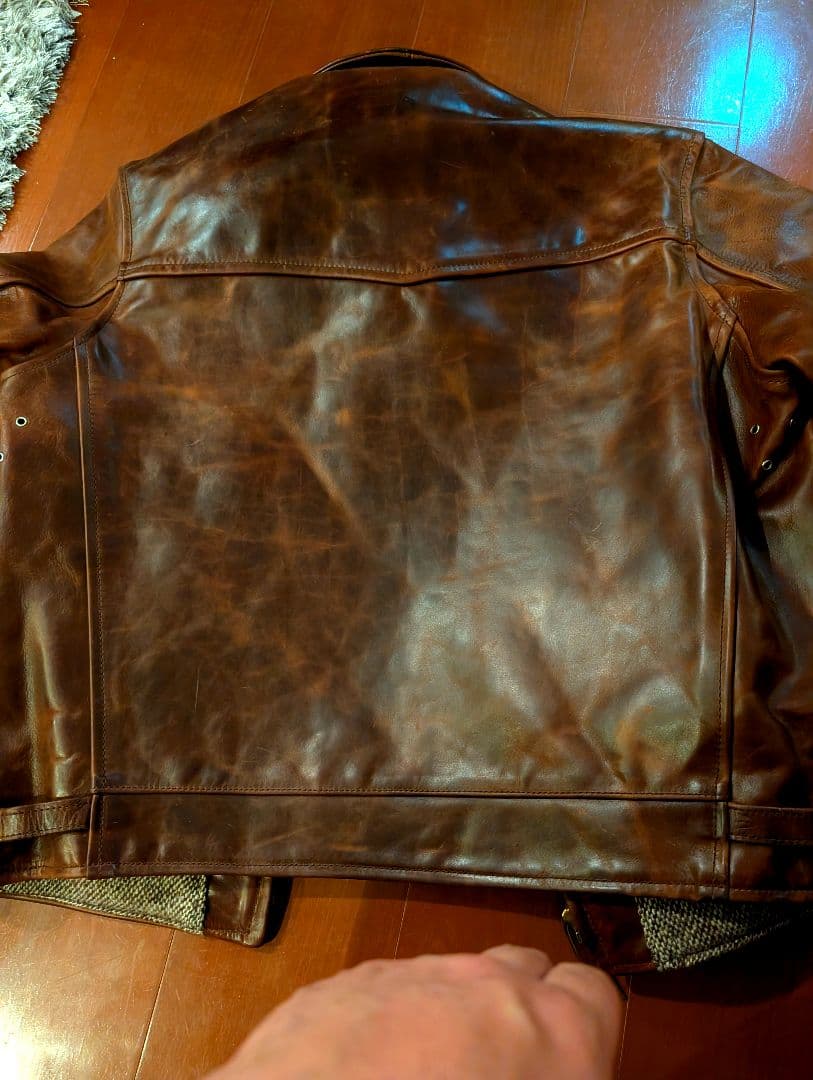 エアロレザー　ブラウン シングルライダースジャケット