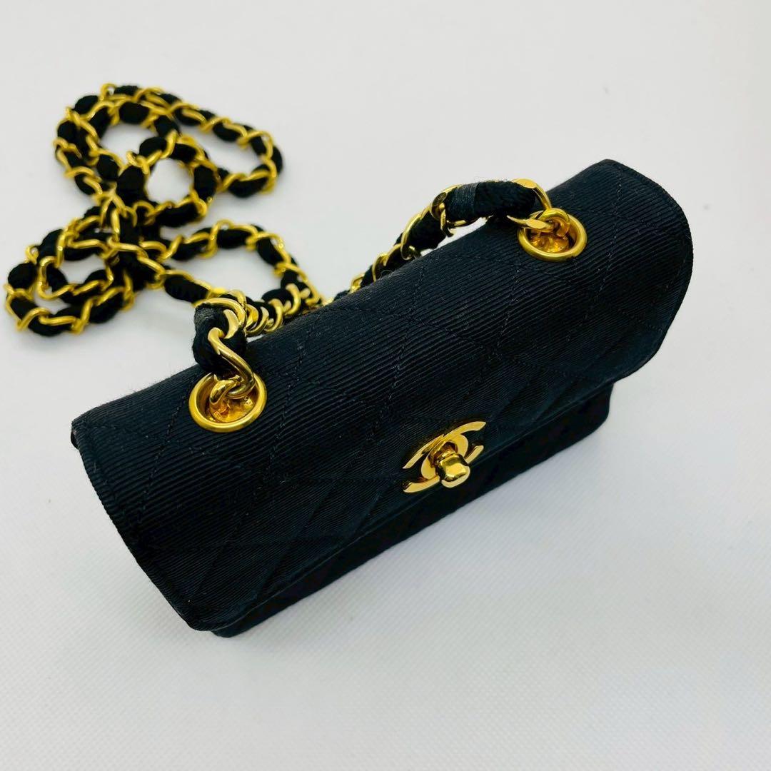 CHANEL　シャネル ミニマトラッセチェーンショルダー コットン ブラック