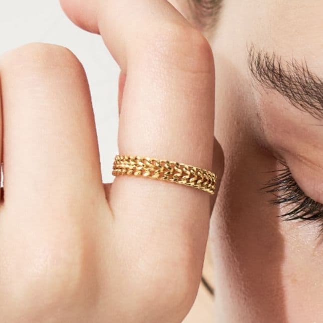 【ほぼ未使用品】K18 ビスマルク チェーンリング 喜平 大　L&Co.