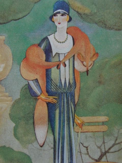 蕗谷虹児、【秋初のパリジェンヌ】、美人画、希少な画集より