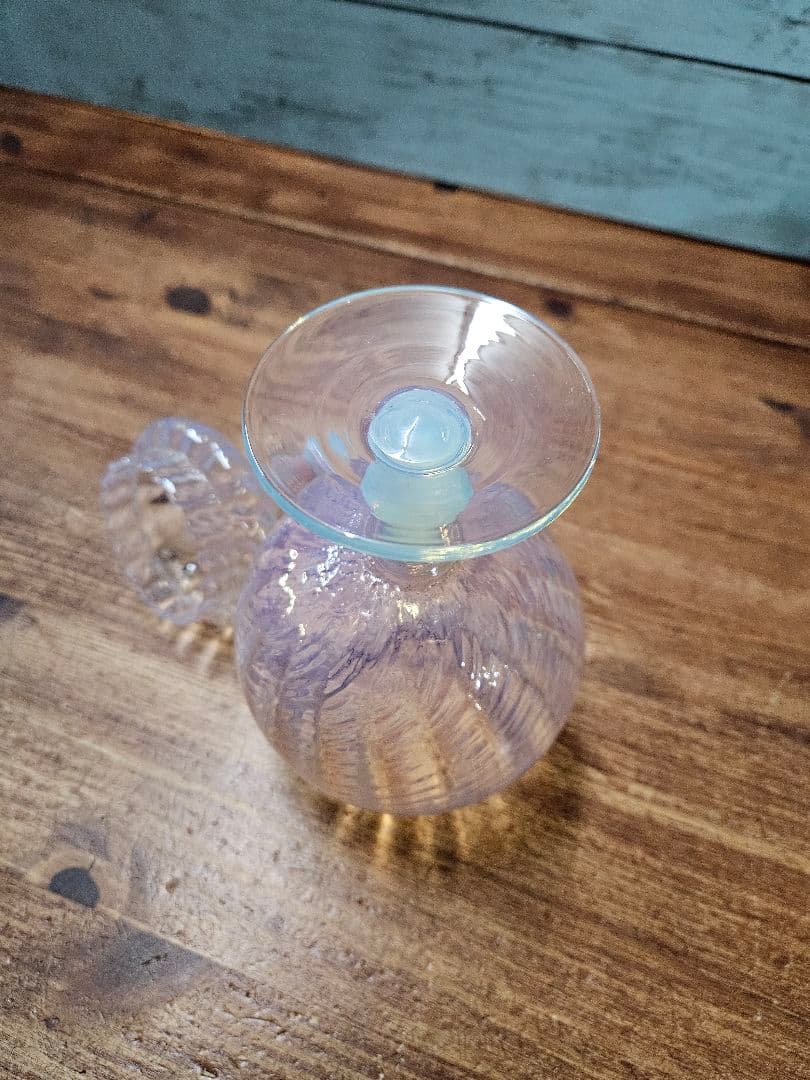 フランスアンティーク オパールセントガラス ボンボニエール 蓋付きのグラス 花瓶