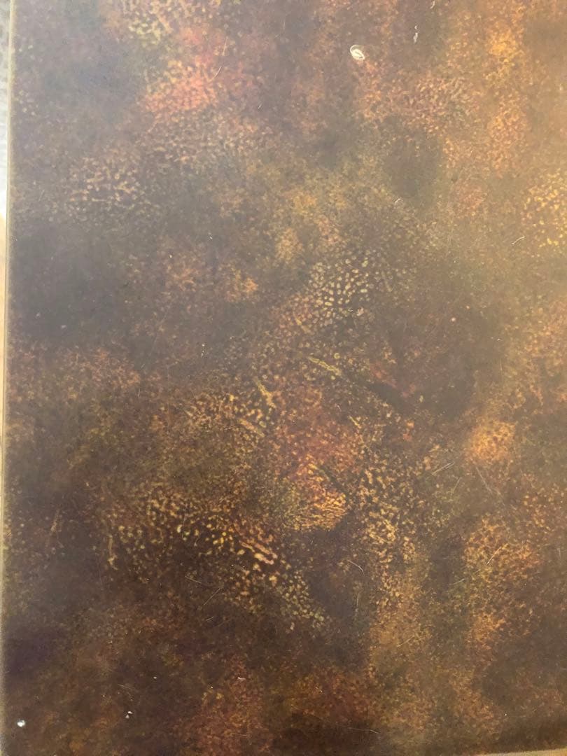 カフェ　テーブル　マーブル調　真鍮　アンティーク　正方形　ブラウン　金