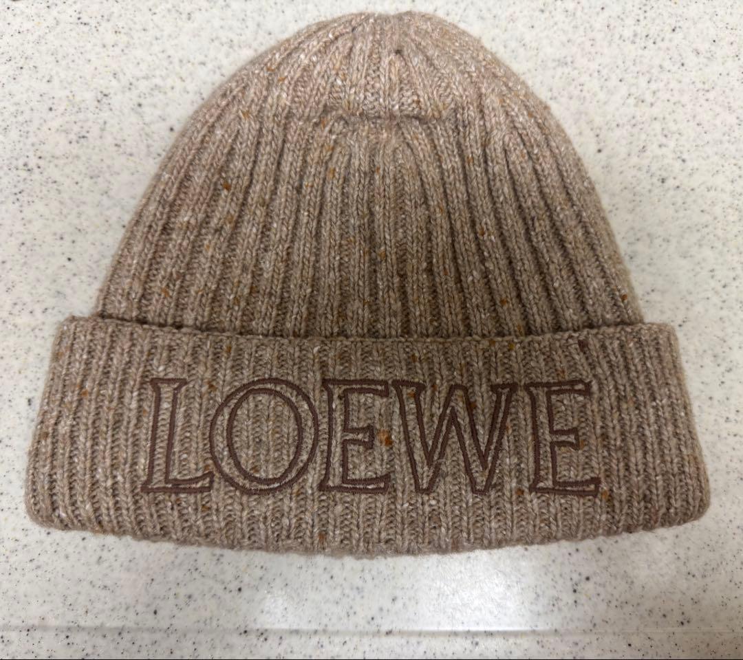 ロエベ ニット帽 ロゴ ウール F811487X28 LOEWE ビーニー 帽子