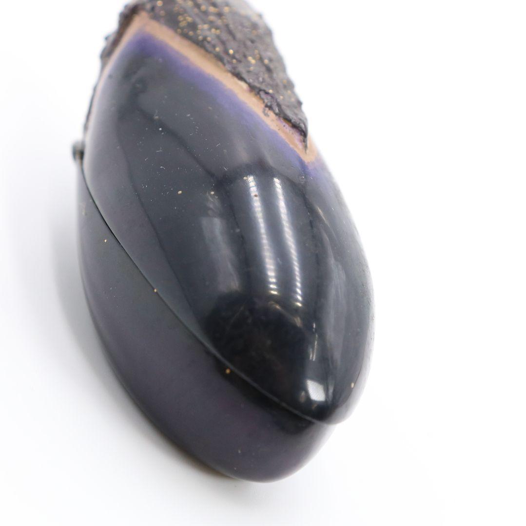 松井芳子作 輪島塗 乾漆なす香合 共箱茶道具　N125　1F20