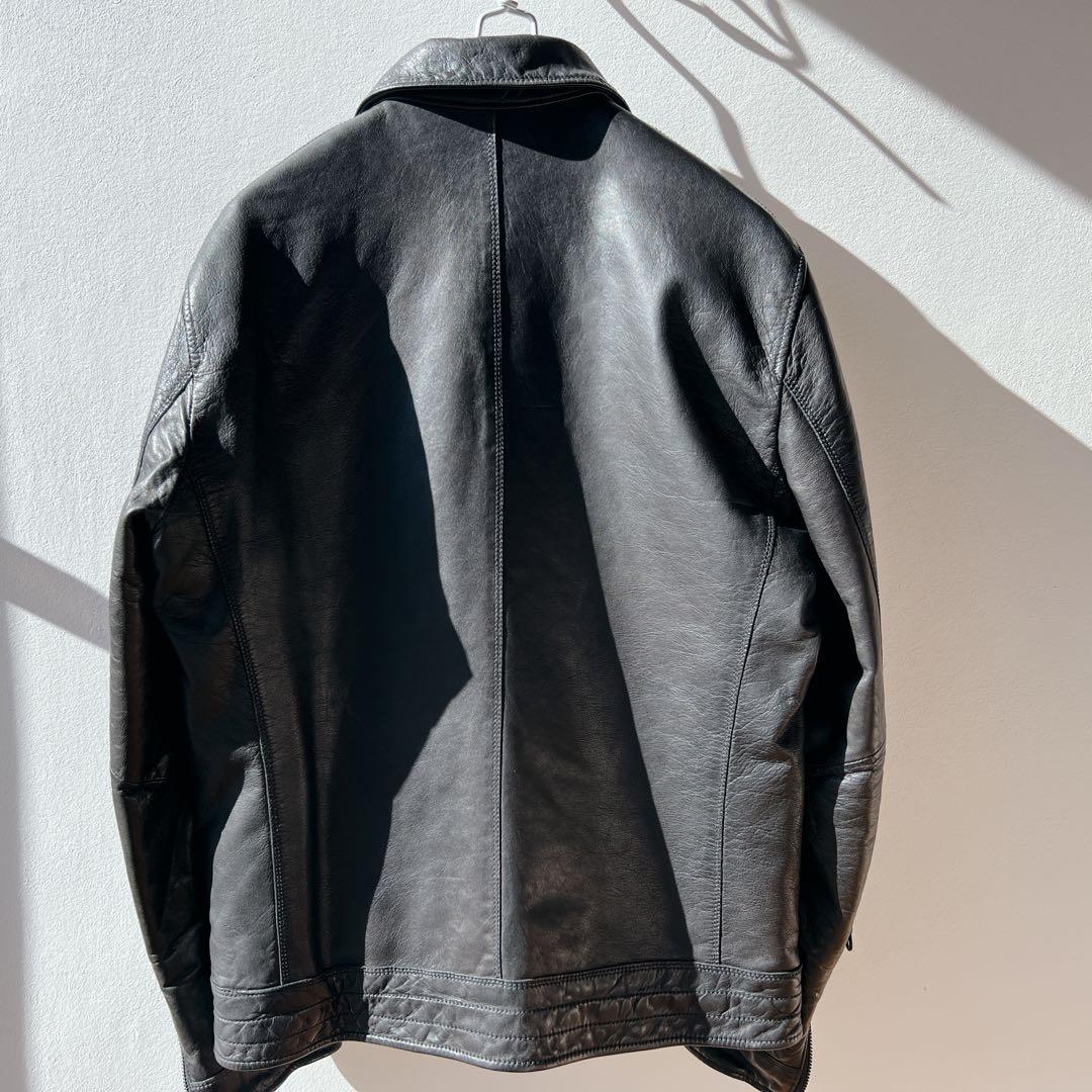 美品✨　ナノユニバース 羊革 ライダース ジャケット 黒 中綿 キルティング L