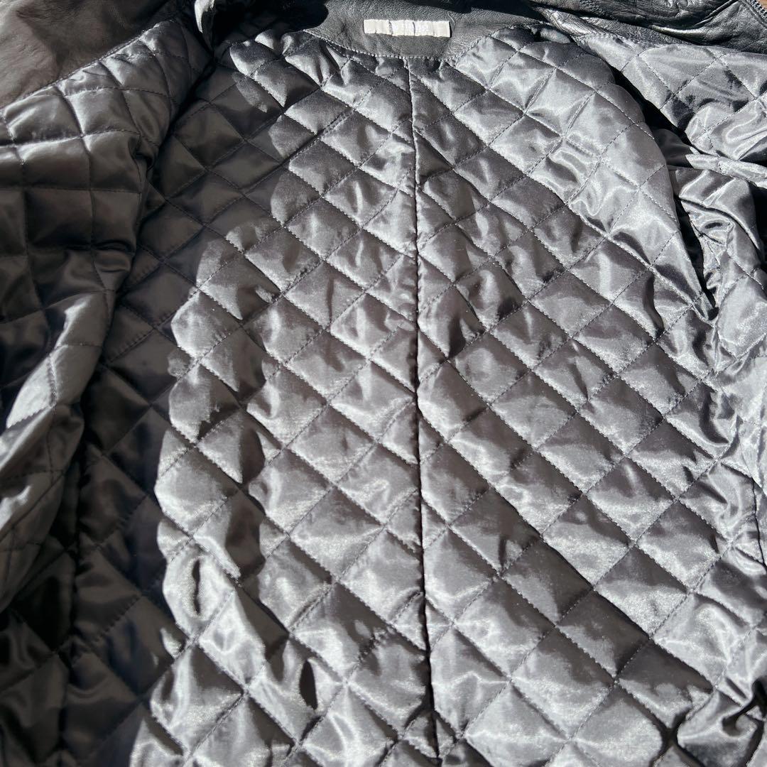 美品✨　ナノユニバース 羊革 ライダース ジャケット 黒 中綿 キルティング L