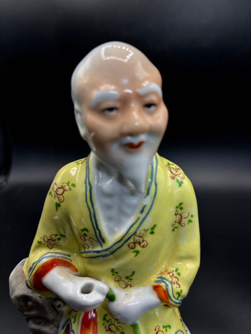 中国美術 古玩 色絵陶人形 陶器人形 高さ約23cm 置物 オブジェ 古董品