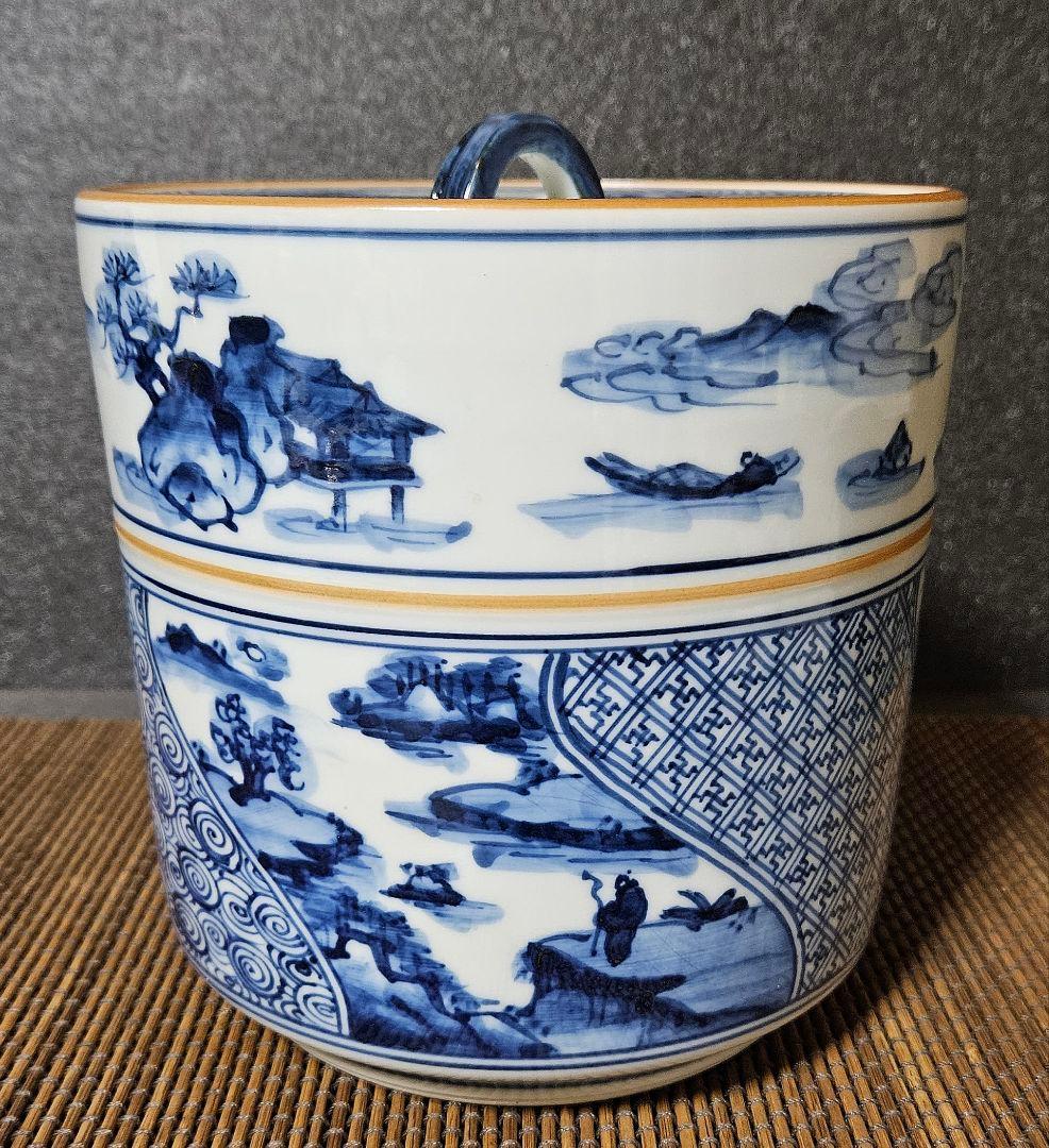 京焼　清水焼　名工】　橋本喜泉　造　染付　祥瑞　水指　共箱　共布　未使用品！