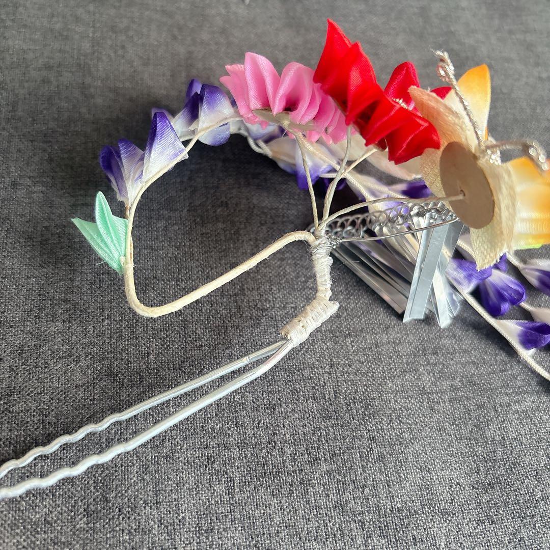 七五三　7歳　四つ身　正絹　子供　着物　作り帯　女の子　長襦袢　フルセット