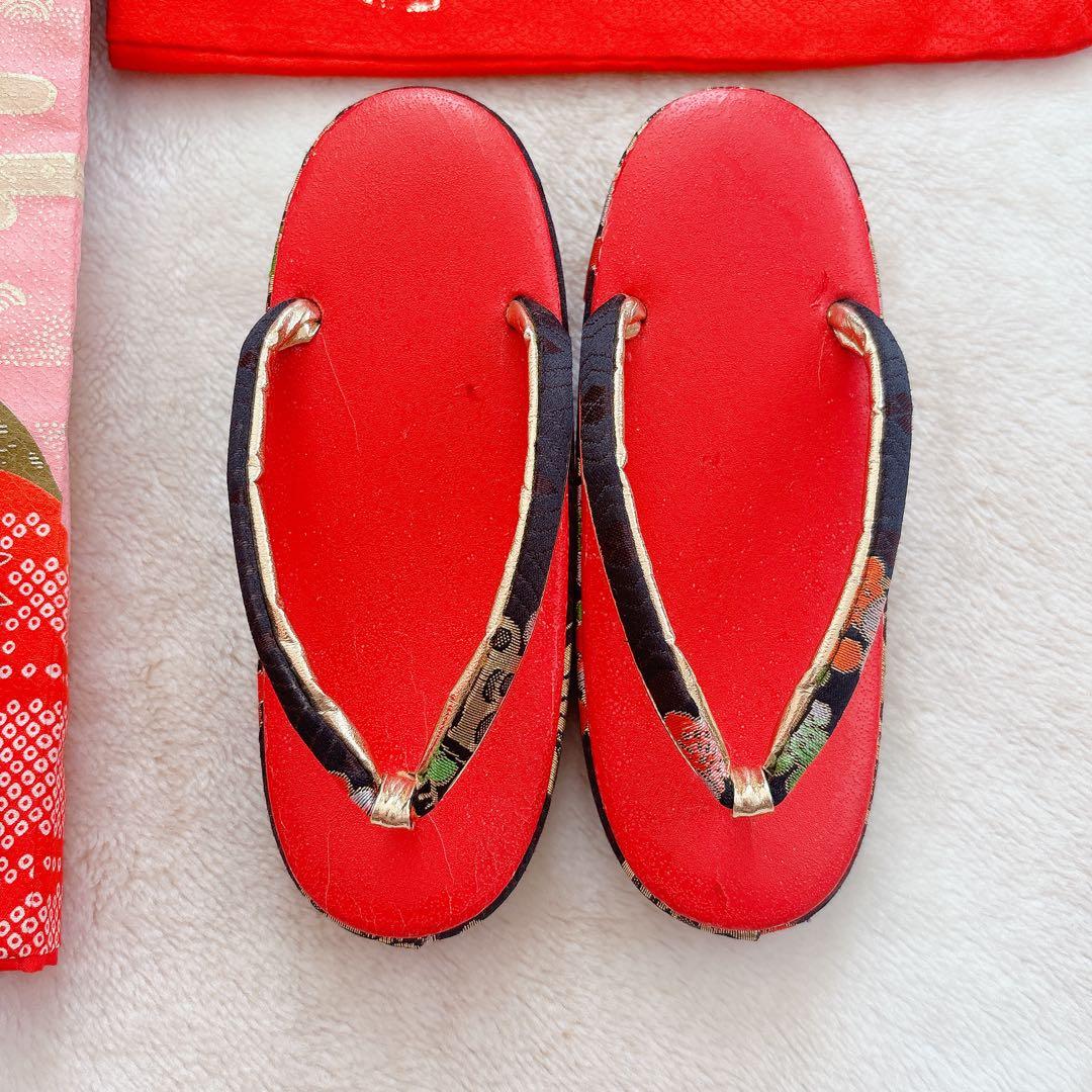 七五三　7歳　四つ身　正絹　子供　着物　作り帯　女の子　長襦袢　フルセット