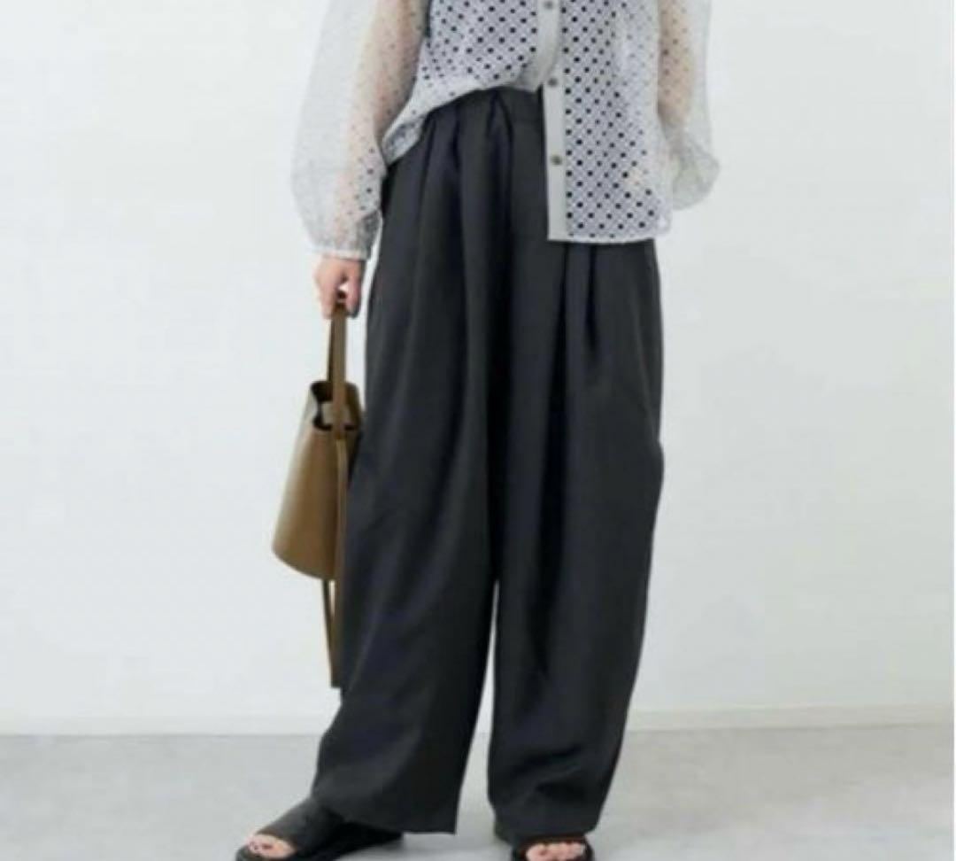 mizuiro ind ワイドカーゴパンツ イージーパンツ　ブラック