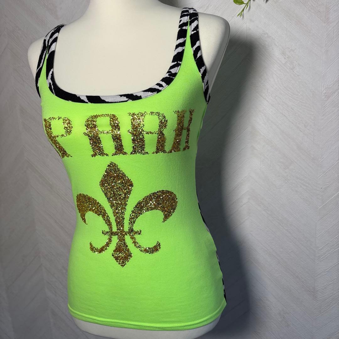 d.i.a. 平成ギャルy2k バックオープンゼブラ柄ラメロゴタンクトップ