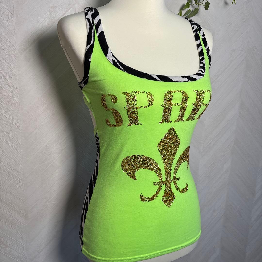 d.i.a. 平成ギャルy2k バックオープンゼブラ柄ラメロゴタンクトップ