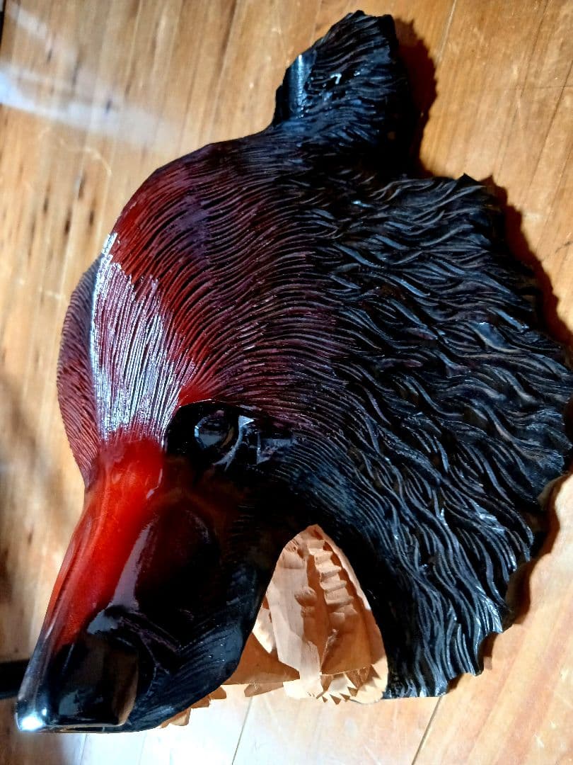 大型熊木製 彫刻　壁掛け