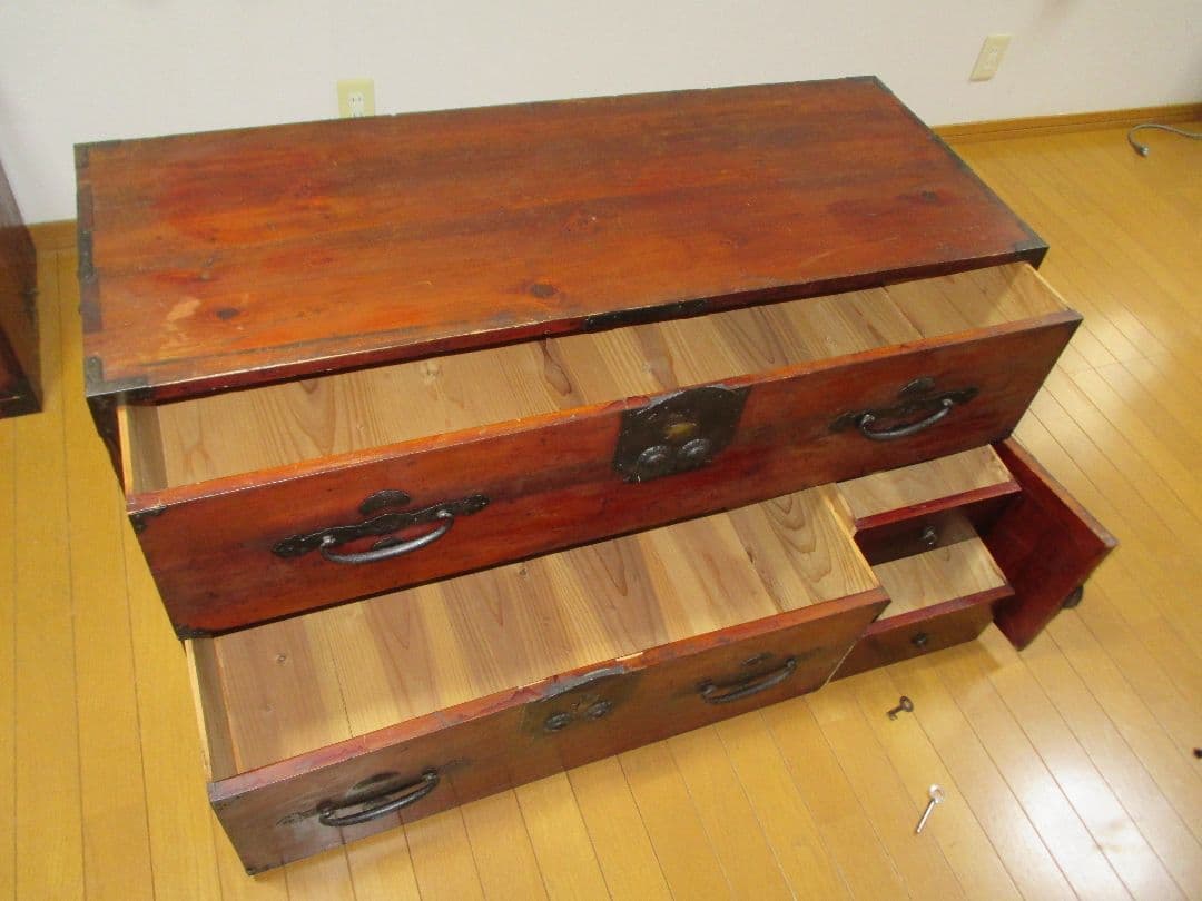 アンティークタンス 引き出し付き 鍵付き