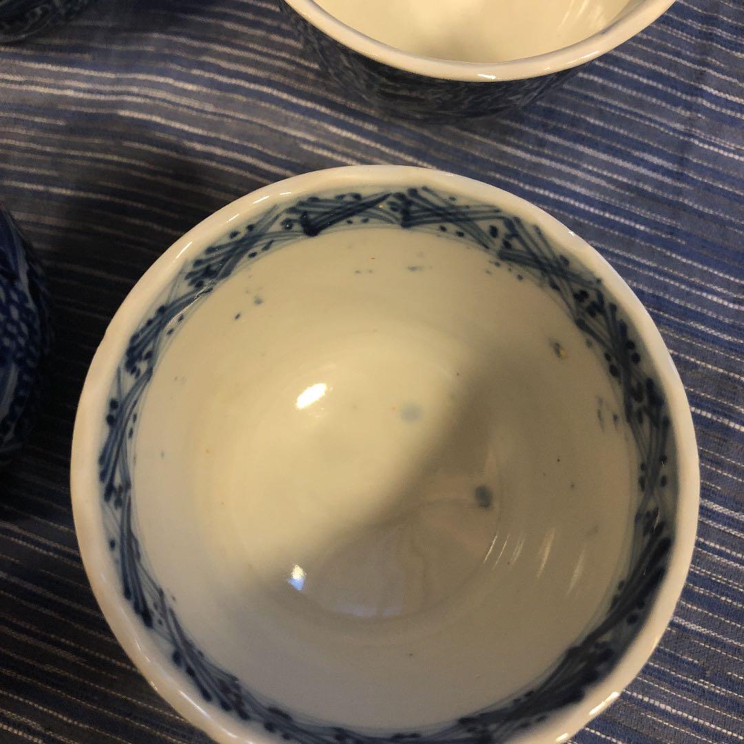 明治そば猪口手書き染め付けセット