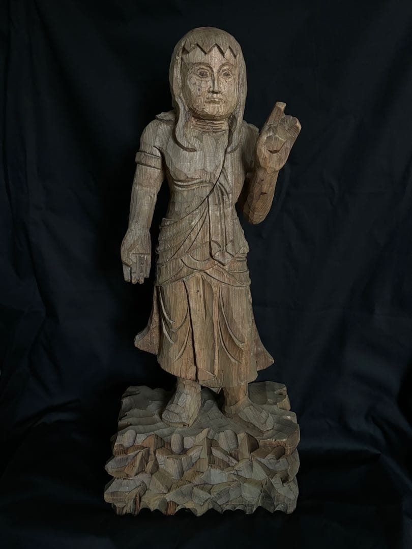 木彫 時代 仏像 70cm 菩薩立像 観音立像 仏教美術 木製 聖徳太子