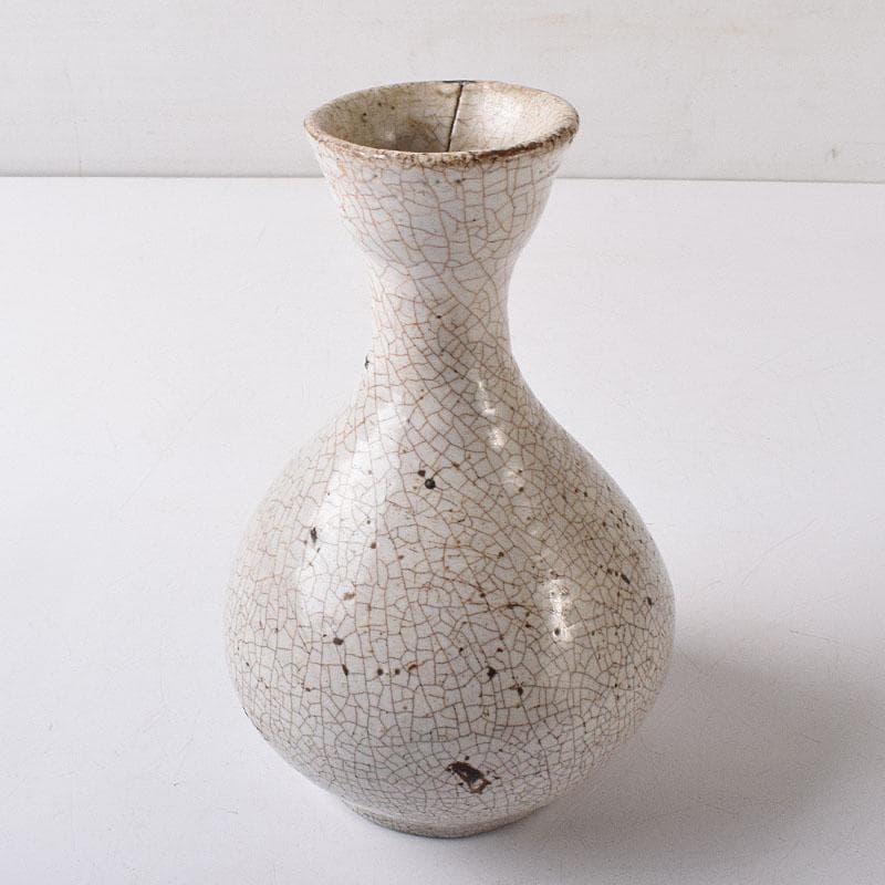 中国　哥窯　白磁　金糸鉄線　氷裂文　碗口瓶　時代箱　M　R8777