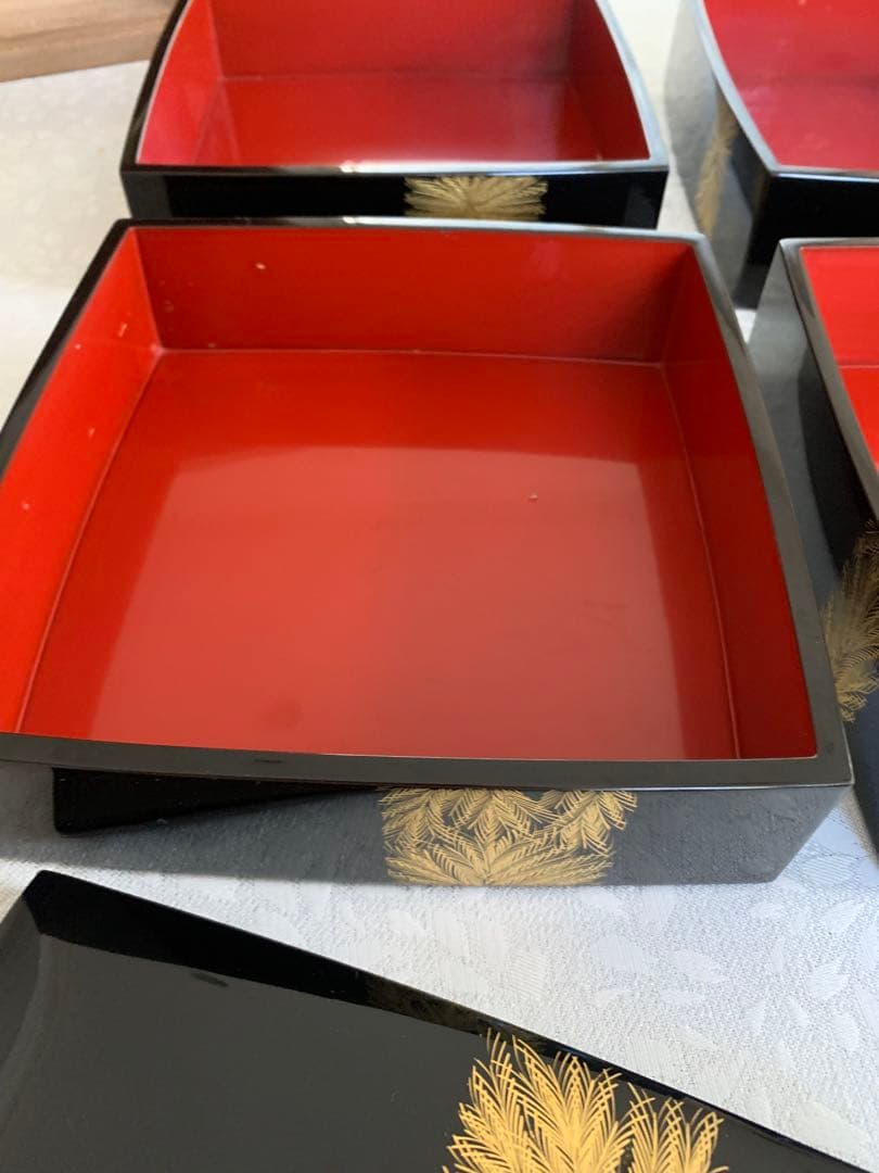 美品　輪島塗　二段重　2個組　沈金 重箱