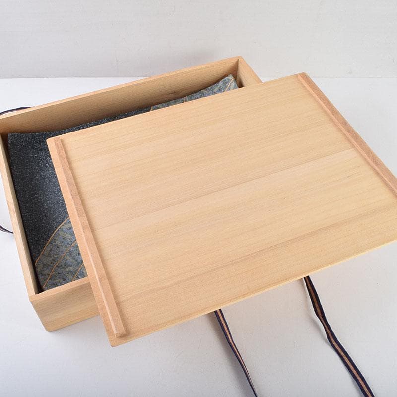 丹波焼　珀耀窯　清水一ニ作　吹泥金彩流文　長形皿　共布共箱　C　R9159B