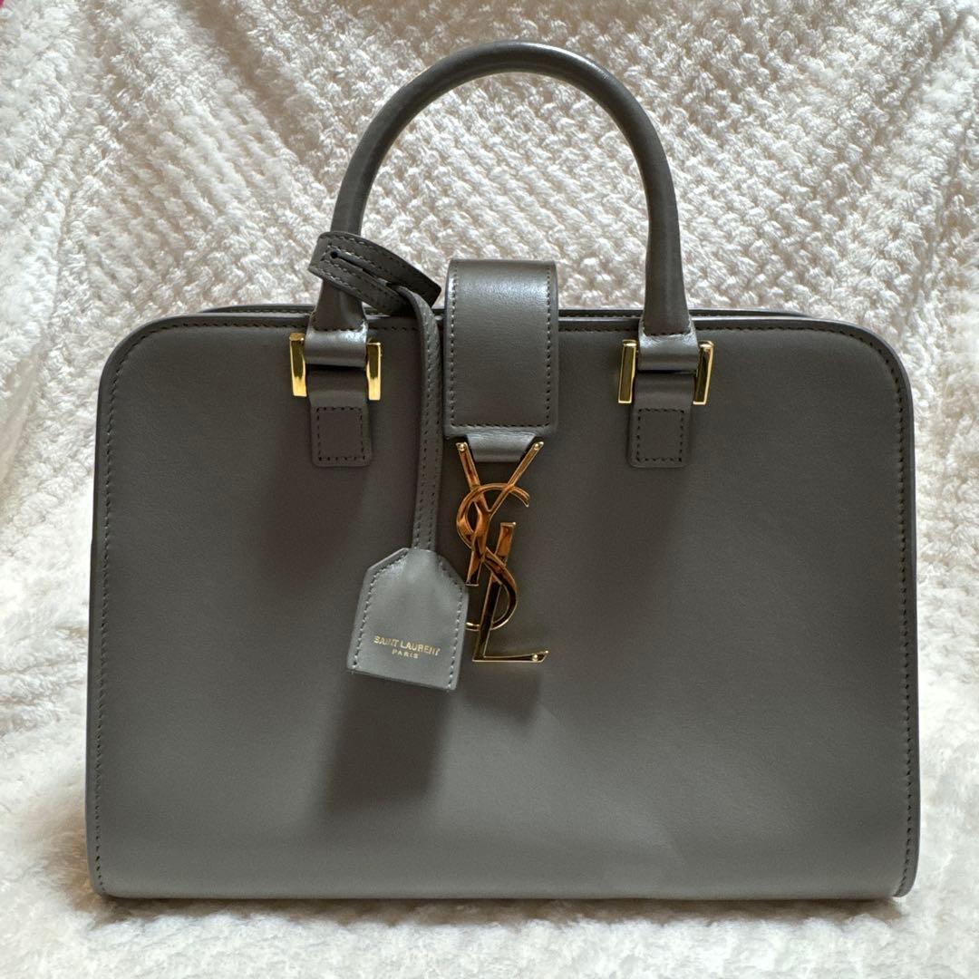 YSL グレー レザートートバッグ