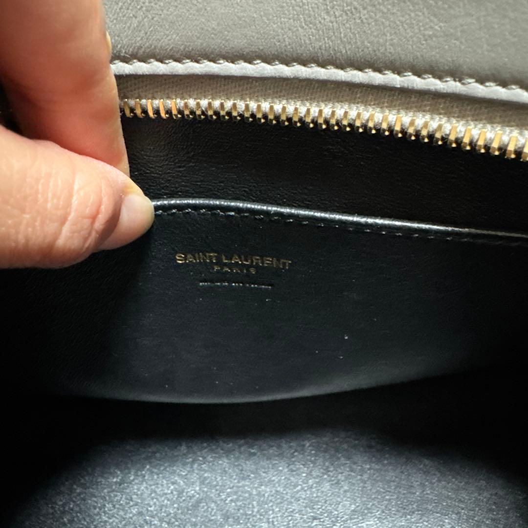 YSL グレー レザートートバッグ