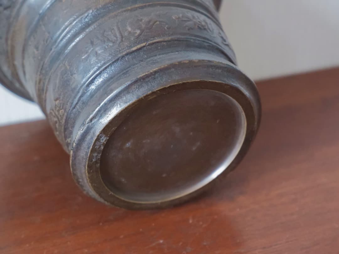 甫安乳鉢　乳棒　鉢　銅製　薬学　薬研　金属工芸　1710g　箱付　Q2315