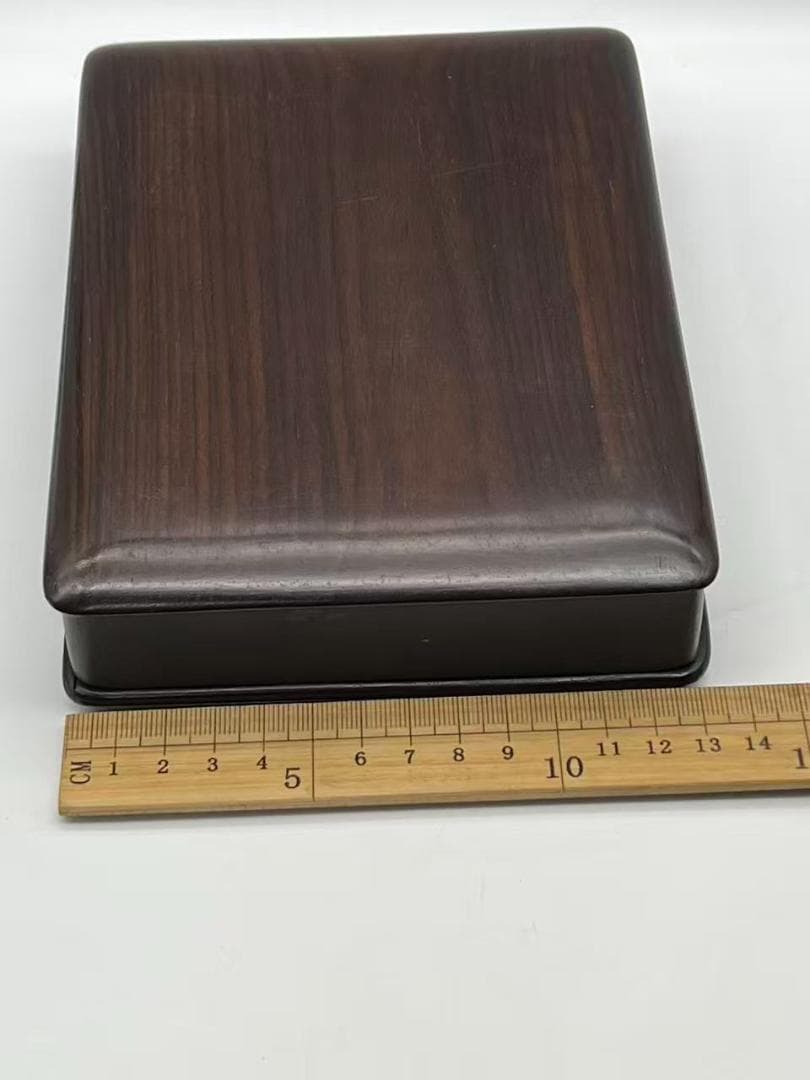 明時代　古端渓硯　浮雕螭龍文 双龍戲珠文　水坑紫端硯 元硯箱 極上品(B-89)