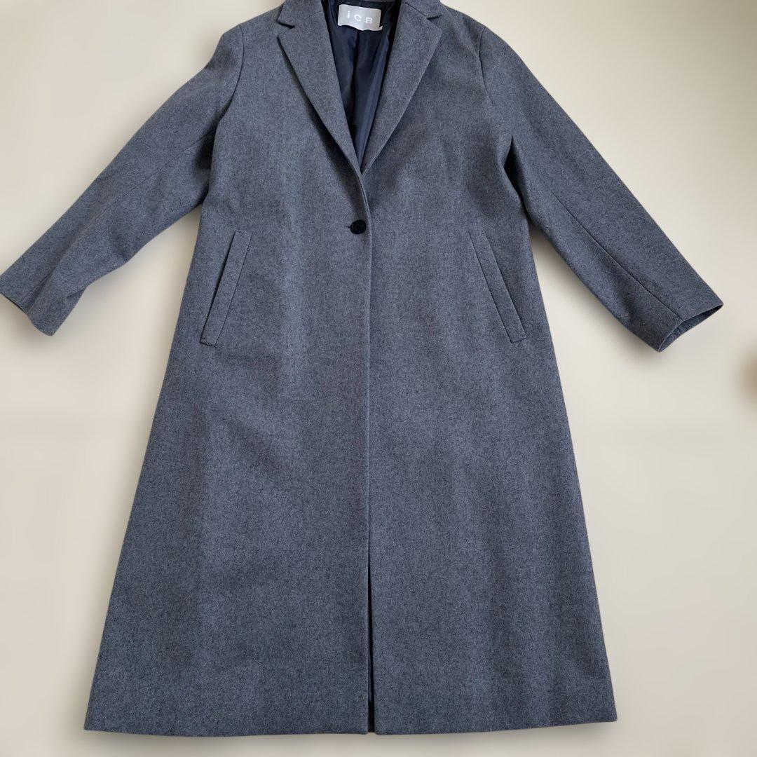 ICB グレー ウールライトメントルチェスターコート　サイズ42