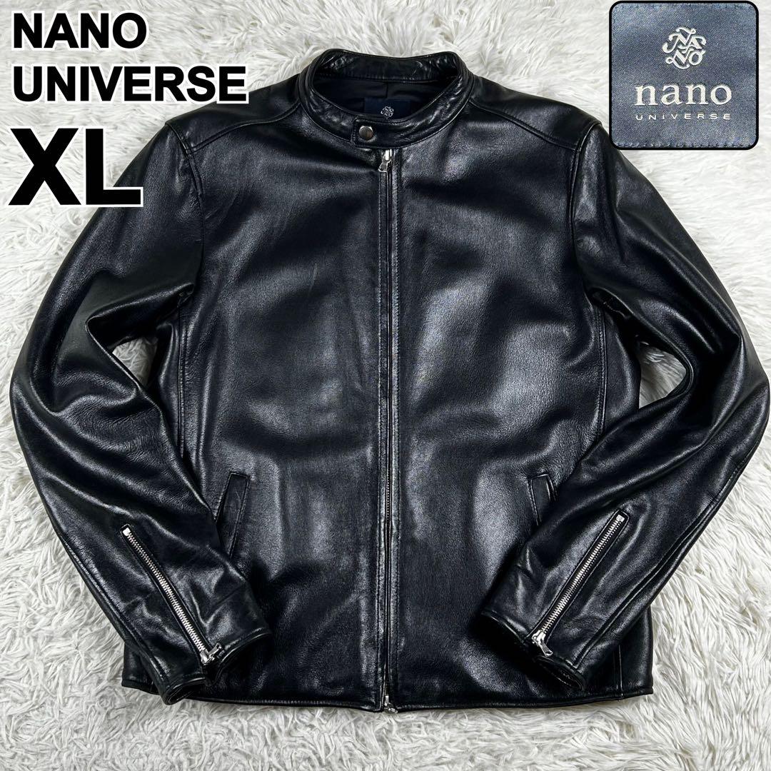 極美品 ✨ ナノユニバース シングルライダースジャケット XL 黒 羊革 秋冬