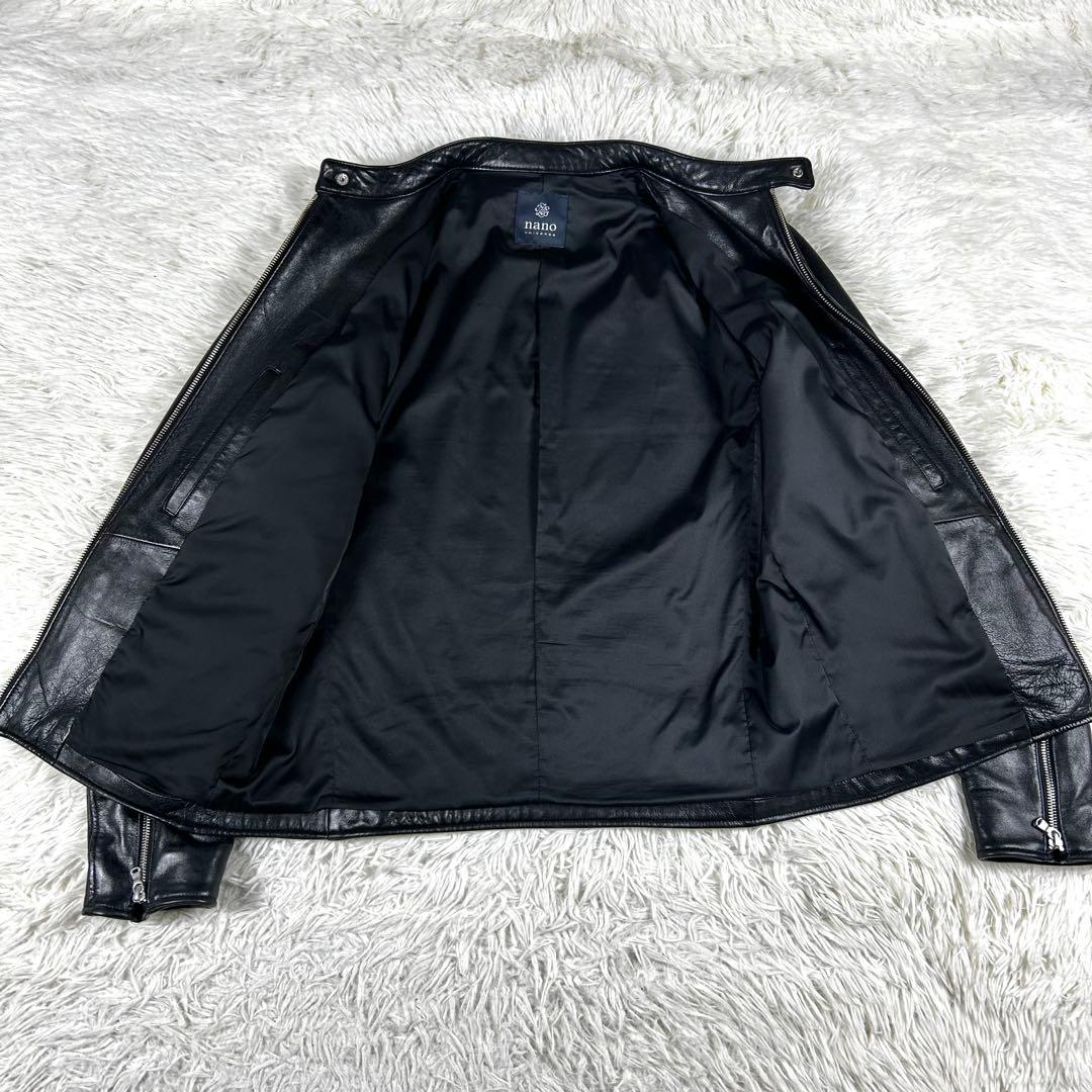 極美品 ✨ ナノユニバース シングルライダースジャケット XL 黒 羊革 秋冬
