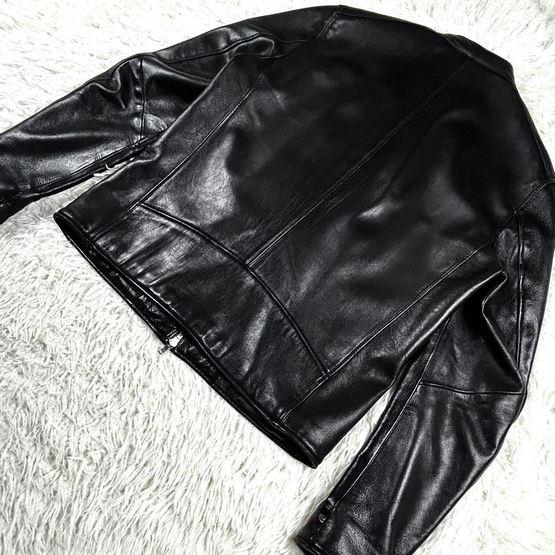 極美品 ✨ ナノユニバース シングルライダースジャケット XL 黒 羊革 秋冬
